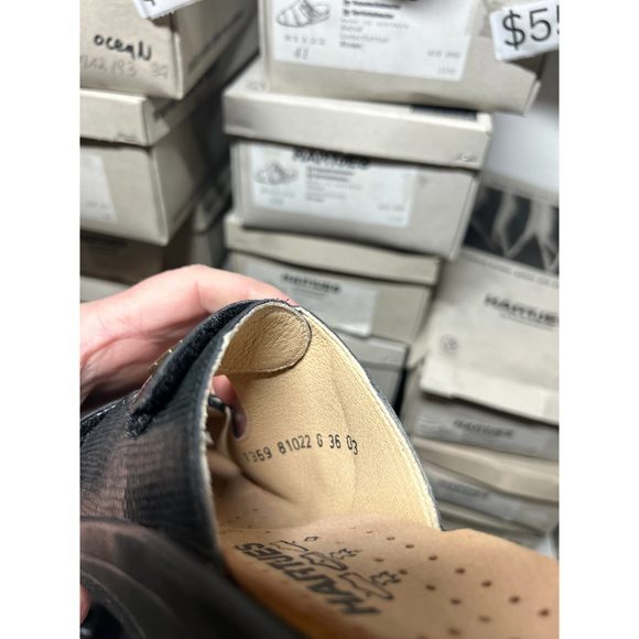 Vintage Hartjes‎ Women's Black Patten Leather and Kroc Print Sandals 81022 - Picture 4 of 4